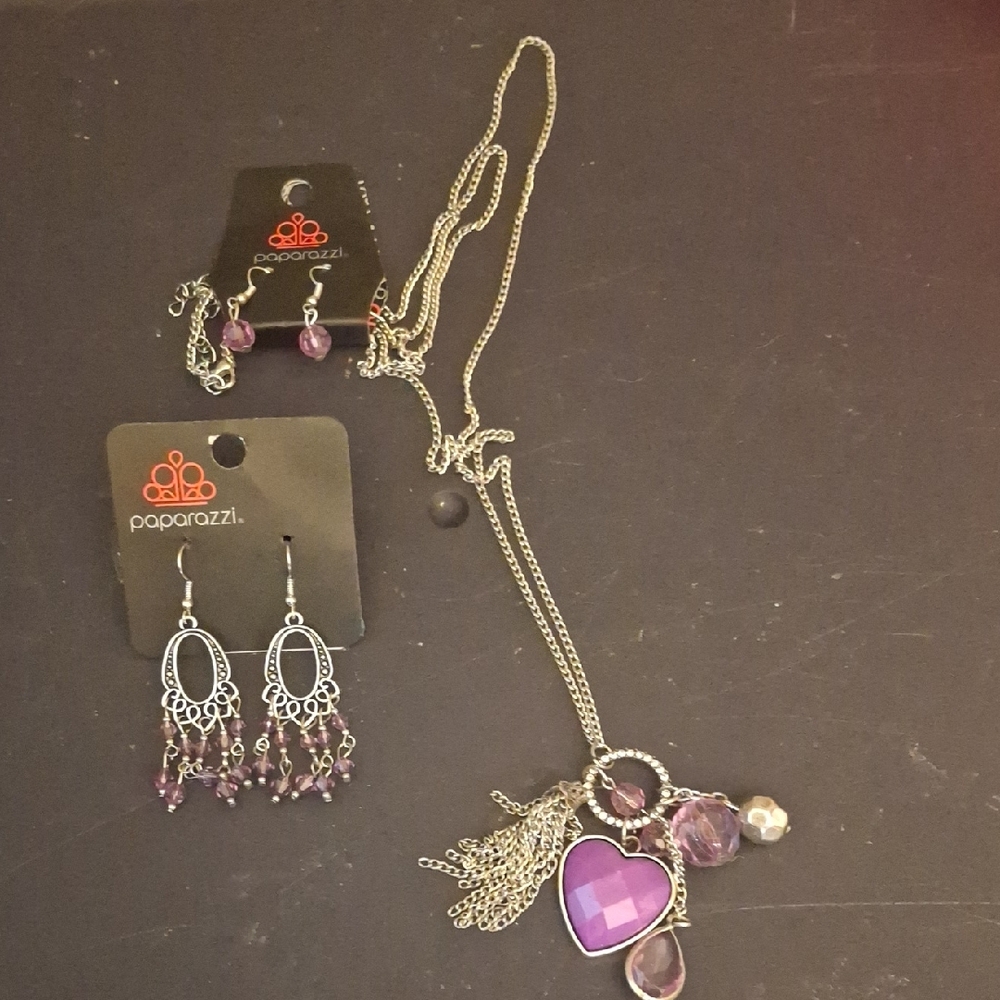 Paparazzi Purple and Silver Chandelier Earrings